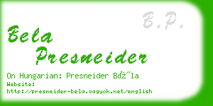 bela presneider business card